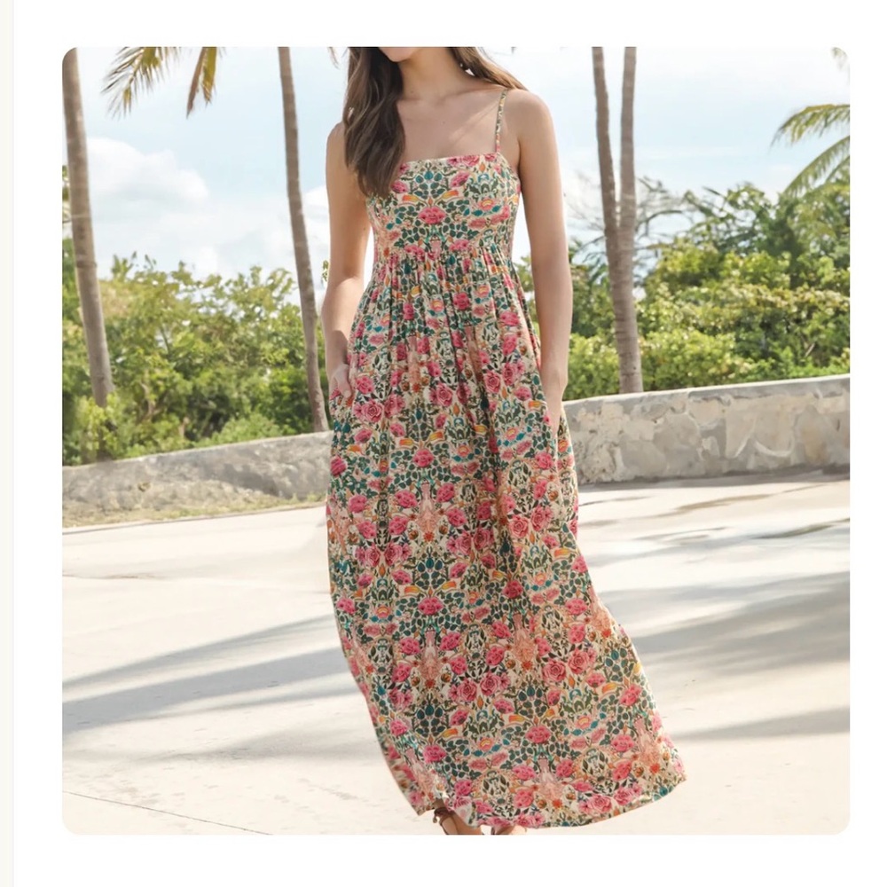 Bailey Maxi Dress - Cream Pink Rose